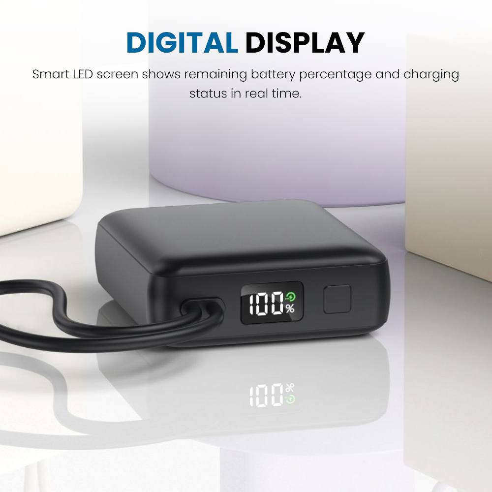 iQuick Built-in Type-C and Lightning Cables Power Bank 10000mAh 22.5W
